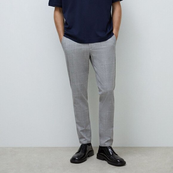 ZARA | Plaid Trousers Stretch Waist Dress Pants | Sz. XL - Picture 2 of 14